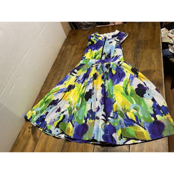 Kate Spade Carissa Dress Floral Fit and Flare Pockets Side Zip Stretch Collar 6 - Picture 1 of 12